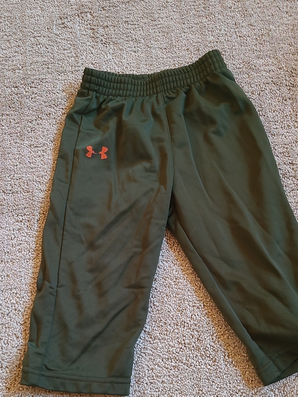 Under Armour Olive Green Kids' Sweatpants with Orange Logo
